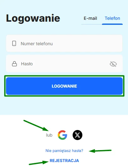 fast log in form